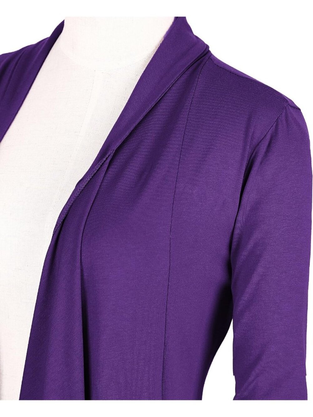 🆕Women's Dark Purple Drape Front Open Cardigan Long Sleeve Irregular Hem Jacket - Picture 4 of 5